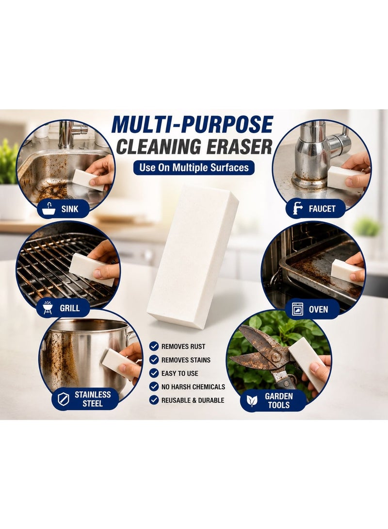 Stainless Steel Cleaning Eraser – Magic Limescale & Rust Remover for Glass, Sink & Kitchen Surfaces, Rubber Decontamination Eraser for Bathroom & Home Cleaning - Multicolor - Image 2