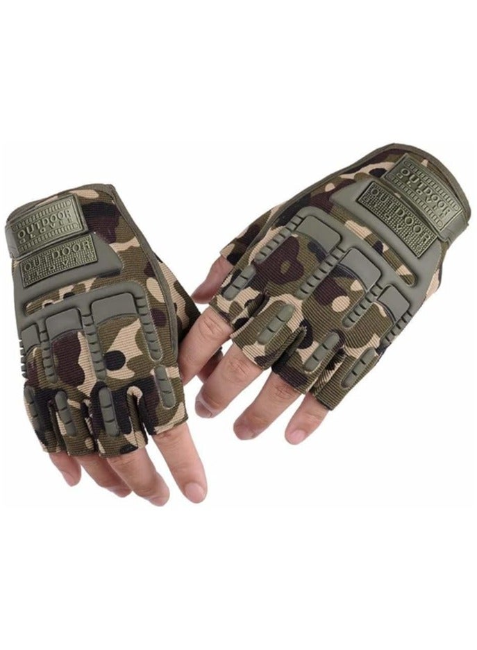 SPORT India Anti Skid Glove for Sports, Hiking, Cycling, Travelling, Camping, Outdoor, Motorcycle Riding Fingerless Half Finger Work Outdoor Gloves (Free Size) - Image 1