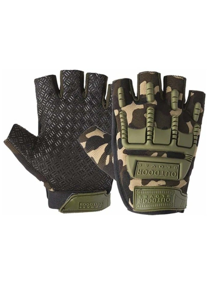 SPORT India Anti Skid Glove for Sports, Hiking, Cycling, Travelling, Camping, Outdoor, Motorcycle Riding Fingerless Half Finger Work Outdoor Gloves (Free Size) - Image 2