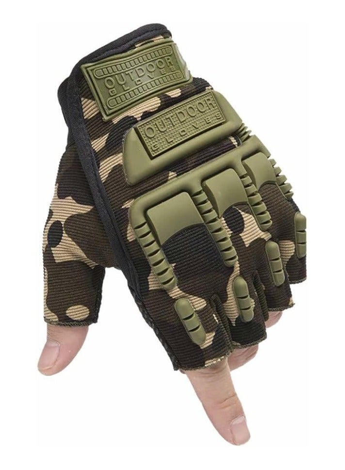 SPORT India Anti Skid Glove for Sports, Hiking, Cycling, Travelling, Camping, Outdoor, Motorcycle Riding Fingerless Half Finger Work Outdoor Gloves (Free Size) - Image 4