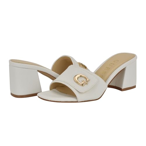 Guess Women's GALLAI Heeled Sandal, White Saffiano 141, 9 - Image 3