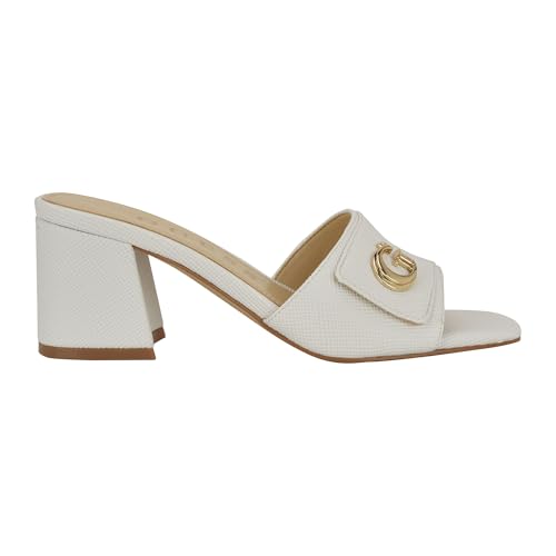 Guess Women's GALLAI Heeled Sandal, White Saffiano 141, 9 - Image 2