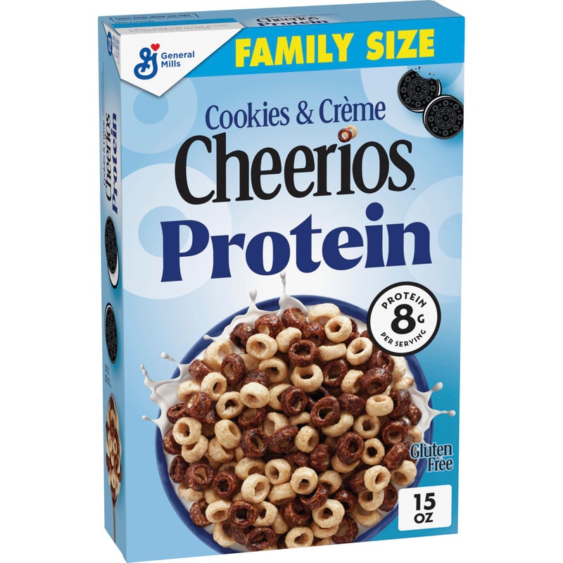 Cheerios Protein Cereal, Cookies and Crème, 8g Protein, Family Size, 15 oz - Image 1