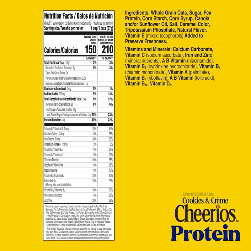 Cheerios Protein Cereal, Cookies and Crème, 8g Protein, Family Size, 15 oz - Image 2