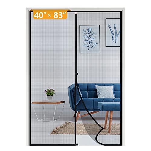 Yotache Magnetic Screen Door Fits Door Size 40 x 83, Screen Size 42" x 84" Strengthened Fiberglass Mesh for Sliding Door Black - Image 1