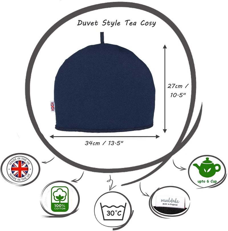 Muldale Large Tea Cozy for Teapot - Oxford Navy - Teapot Cover Insulated 100% Cotton Thick Wadding - Designed in England - Tea Cozies Covers - 1 to 6 Cup - Image 5