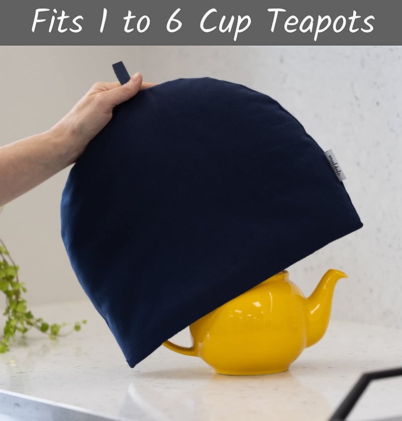Muldale Large Tea Cozy for Teapot - Oxford Navy - Teapot Cover Insulated 100% Cotton Thick Wadding - Designed in England - Tea Cozies Covers - 1 to 6 Cup - Image 2