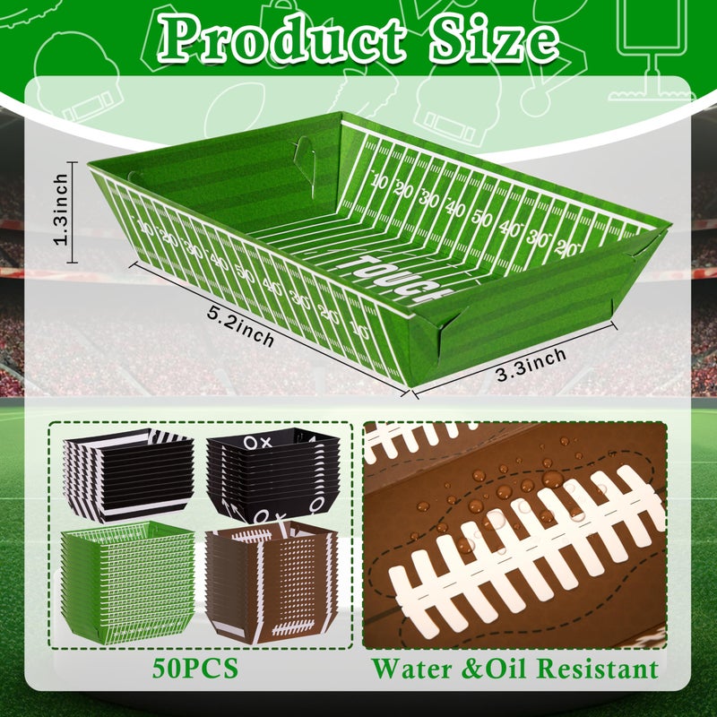Geefuun 50 Pack Football Party Decorations Paper Food Trays - Movie Night Supplies Snack Stadium Serving Plates for Super Football Bowl Birthday Disposable Decor - Style 3 - Image 3
