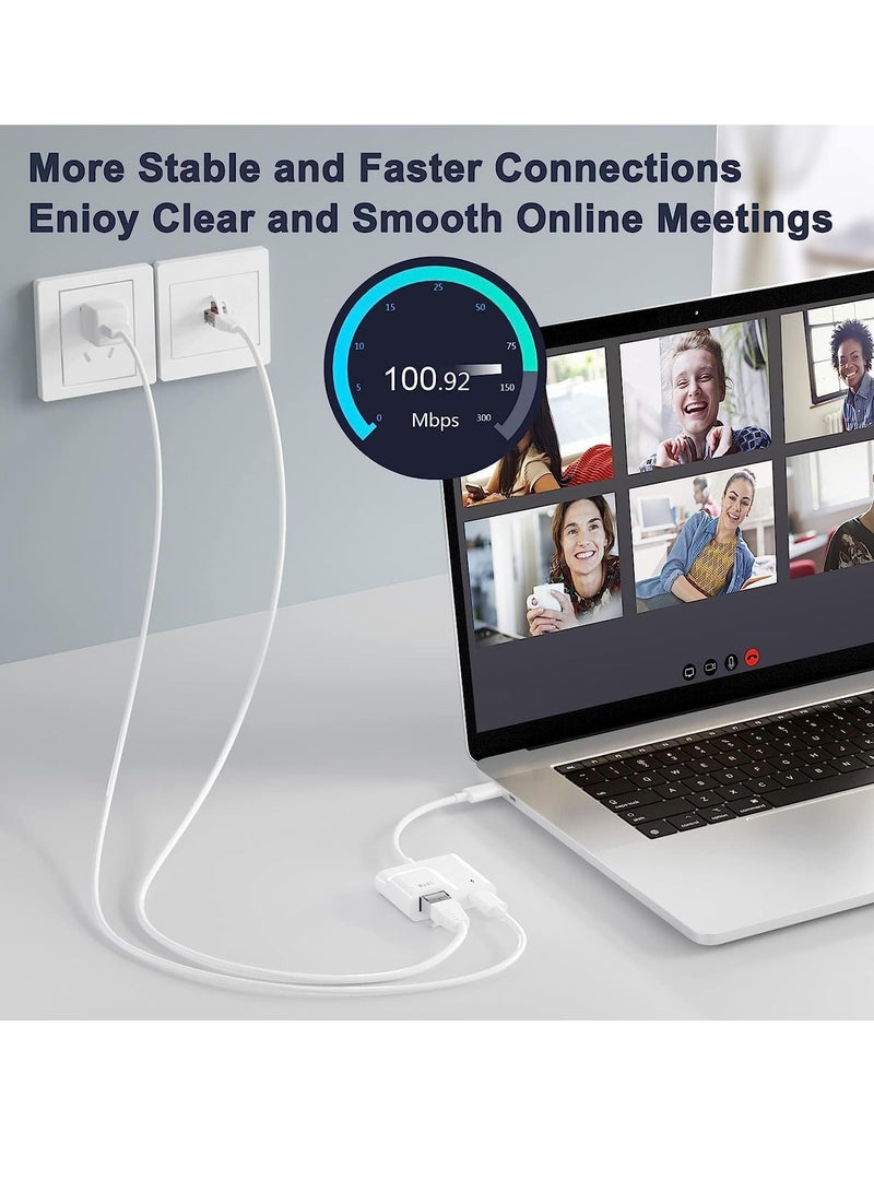 USB C to Ethernet Adapter, 2 in 1 USB C to RJ45 Adapter with 60W PD Type-C Charge Port Supports 10/100Mbps Ethernet Network, Compatible for Android/iPad Pro/Mac/Galaxy and More USB C Devices - Image 4