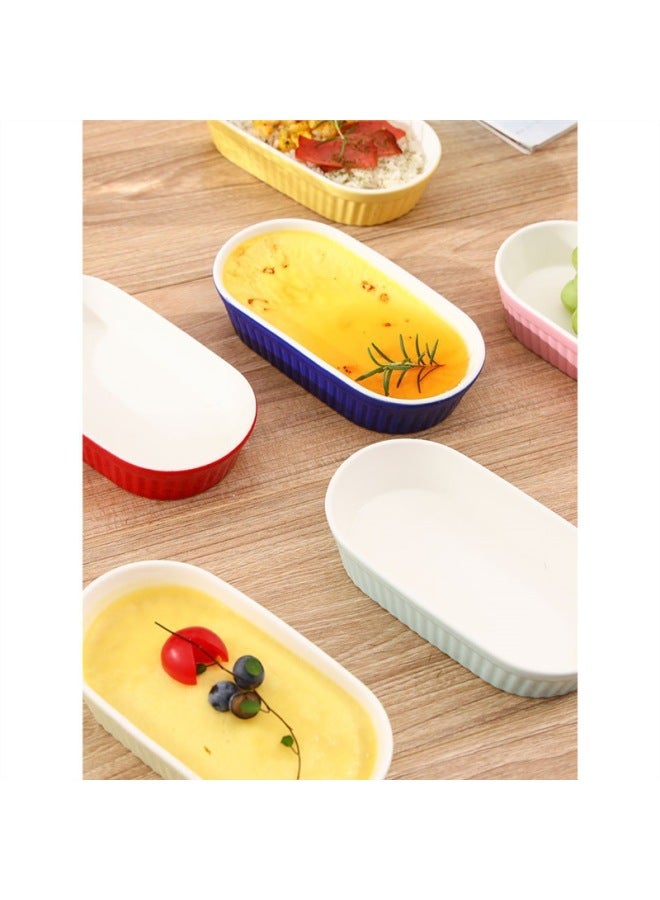 Pudding Ceramic Baking Plate Baking Bowl Steamed Cheese Baked Rice Plate Household Baking Tableware Oven Special Plate-Specifications:Light Blue✓✓-Capacity:Standard✓✓  - Image 3