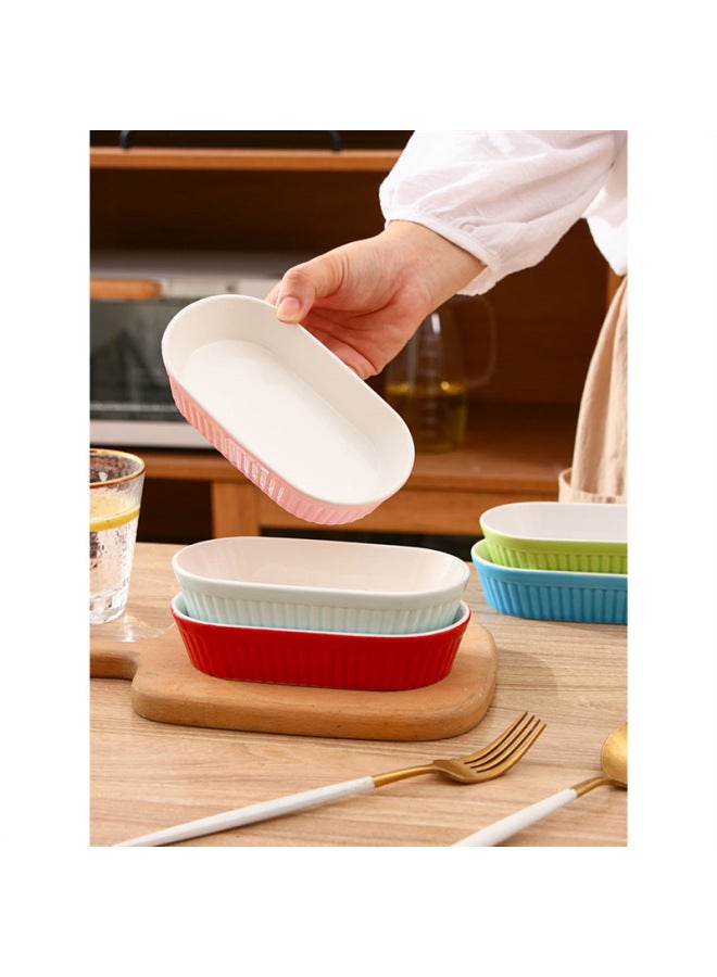 Pudding Ceramic Baking Plate Baking Bowl Steamed Cheese Baked Rice Plate Household Baking Tableware Oven Special Plate-Specifications:Light Blue✓✓-Capacity:Standard✓✓  - Image 2