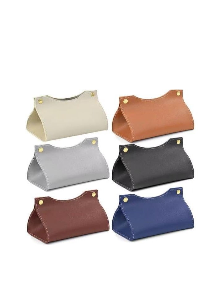 Decorhills Leather Tissue Box Rectangle | Long Tissue Box Cover | Tissue Box Holder | Faux Leather Tissue Box Cover Rectangular | Tissue Holder for Bathroom | Car Tissue Holder (Blue) - Image 2