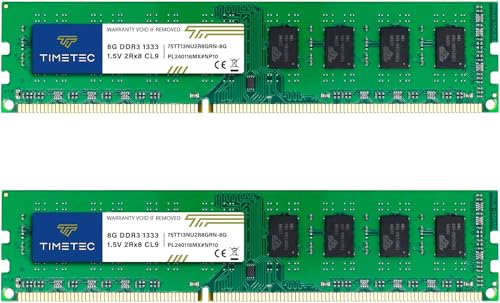 Timetec تيمتيك 16 جيجابايت كيت (2x8 جيجابايت) DDR3 1333 ميجاهرتز PC3-10600 غير متوازن غير مخزن 1.5 فولت CL9 2Rx8 مزدوج الرتبة 240 دبوس UDIMM ذاكرة كمبيوتر سطح المكتب ترقية وحدة RAM (16 جيجابايت كيت (2x8 جيجابايت)) - Image 1