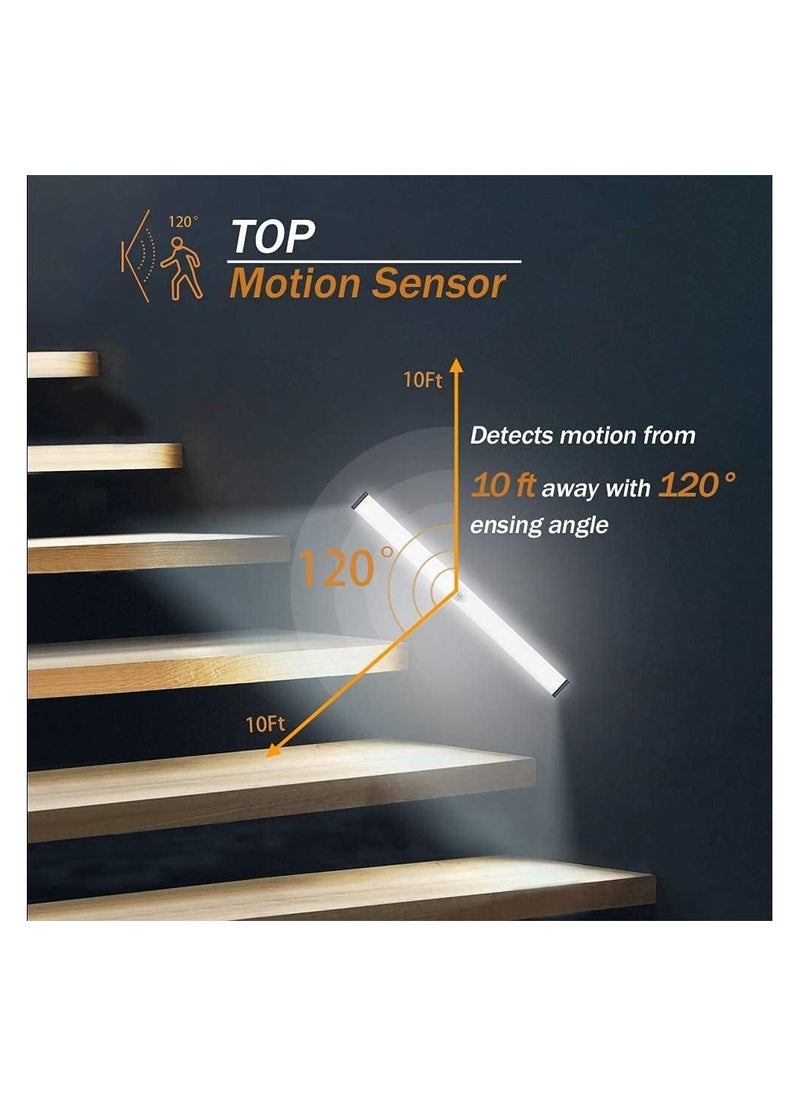 LED Under Cabinet Light, Wireless Night Light with Motion Sensor - USB Rechargeable, Cool, with Double Sided Magnetic Strip for Stairs/Kitchen/Drawer 30cm - 1 Piece