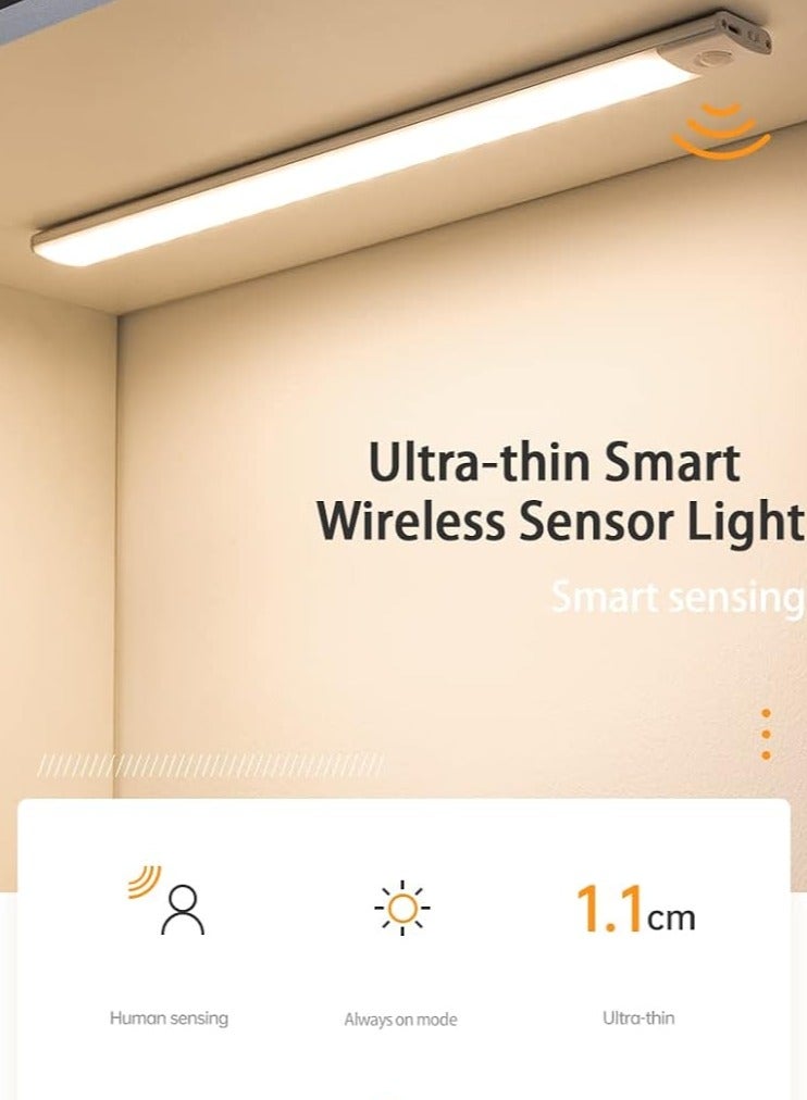 مصباح  LED  ضوء ليلي لاسلكي مع مستشعر حركة - قابل لإعادة الشحن، مع شريط مغناطيسي مزدوج الجوانب مصباح حثي ذكي توهج فوري واطفاء تدريجي متعدد الالوان (36*22*310سم) - Image 3