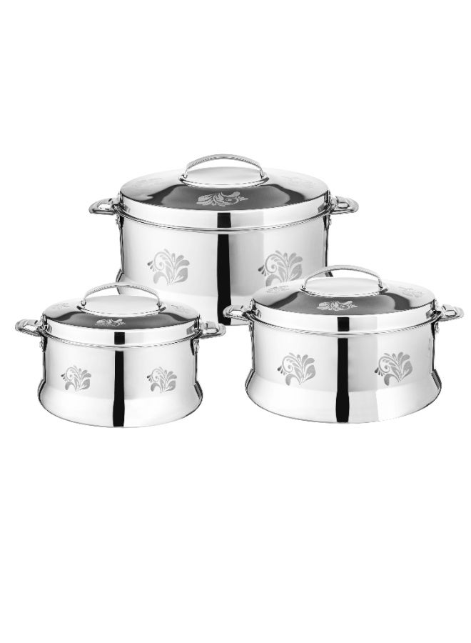 إيستيلو طقم حافظات طعام فاخر من الستانلس ستيل ✨ 3 قطع (2 – 3 – 4 لتر) | حفر ليزر أنيق 🥘 - Image 2