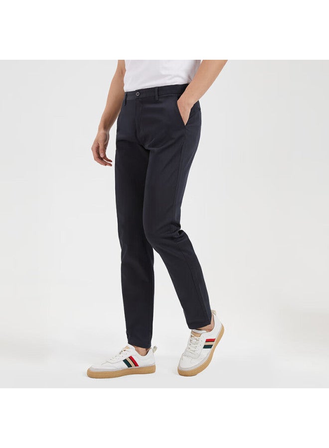 TRIES Caizi Casual Pants, Autumn Men's Straight-leg Trousers, Business Slim-fit Solid Color Slightly Stretchy Long Pants, Men's Long-staple Cotton Breathable - Image 2