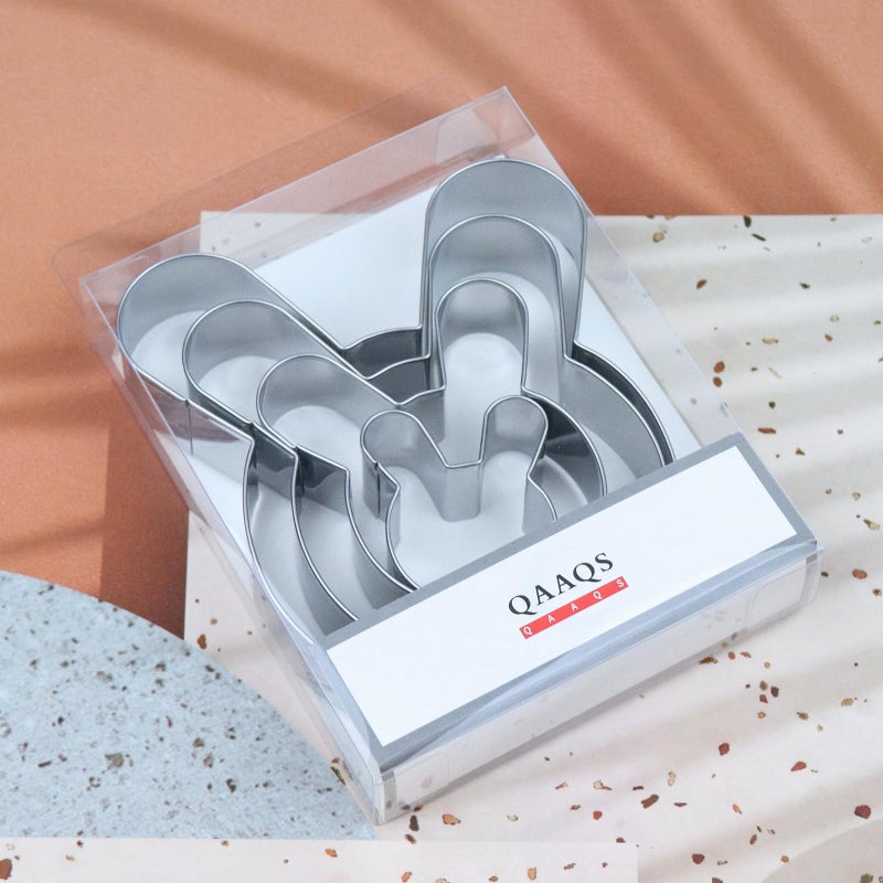 QAAQS Bunny Cookie Cutter Set Large - 5", 4", 3", 2" - 4 Piece Easter Bunny Rabbit Hare Head Face Shaped Cookie Cutters - Stainless Steel - Image 5