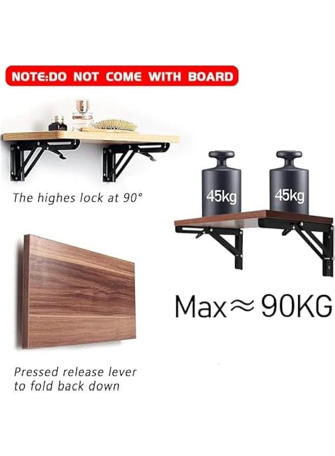 قطعتا م دعامات الرفوف القالة للطي م الميكاكوز، 12 اش، دعامة رفوف معدية شديدة التحمل قالة للطي لطاولة الطاولة، مفصلات رفوف مثتة على الحائط موفرة للمساحة يمكك تركيا فسك - Image 4