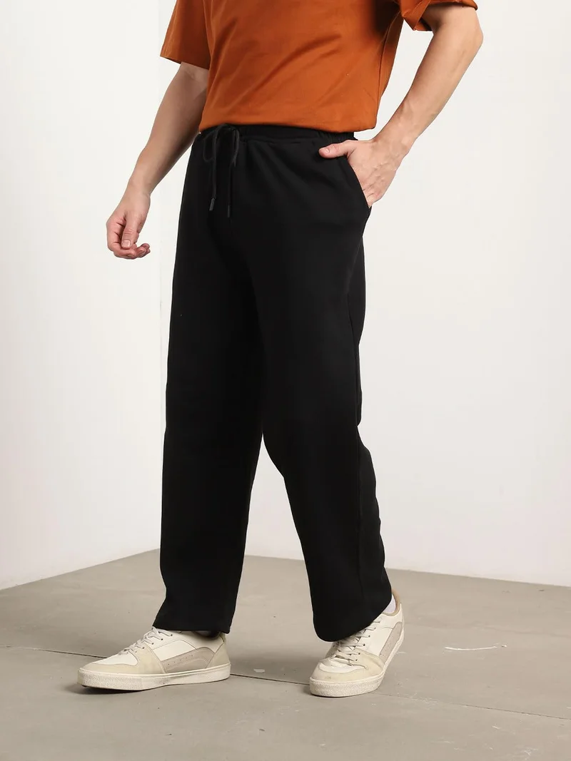 NOBERO  Men's Black Straight Sweatpants for Men | Best Price UAE