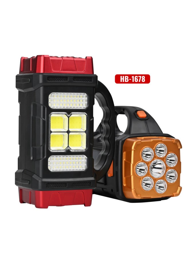 Multi-function COB Outdoor Emergency Portable Searchlight Solar USB Rechargeable Camping Outdoor Lighting Flashlight-Color:1678 Large Orange  - Image 2