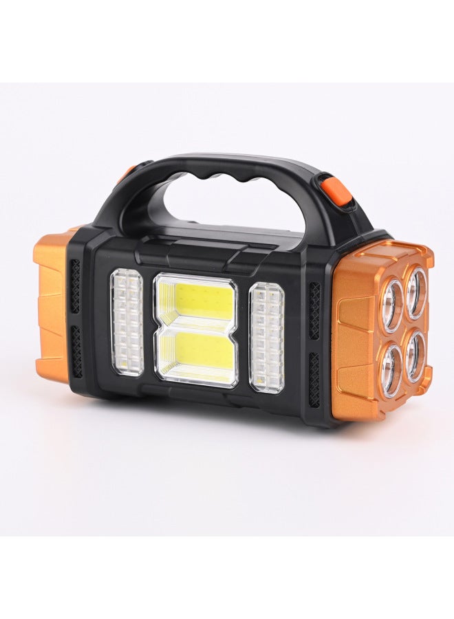 Multi-function COB Outdoor Emergency Portable Searchlight Solar USB Rechargeable Camping Outdoor Lighting Flashlight-Color:1678 Large Orange  - Image 1