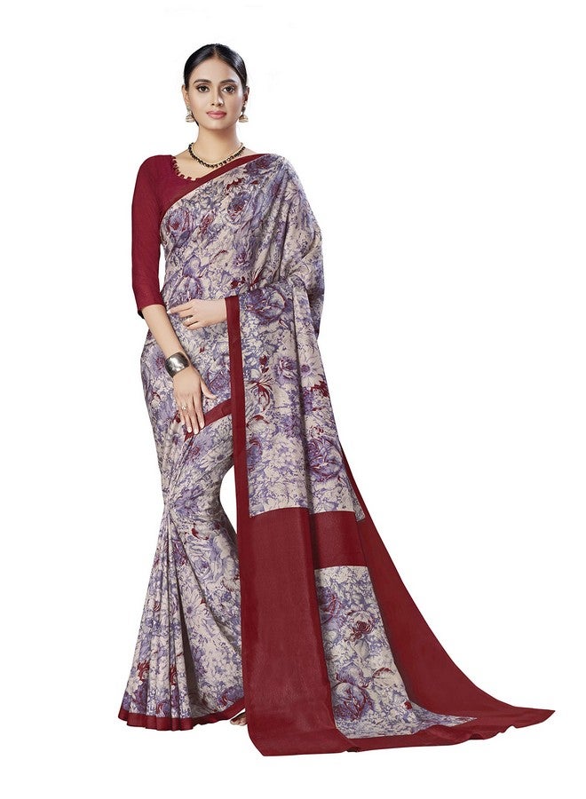 Uniform Unicorn UNIFORM UNICORN Women's Maroon Malgudi Art Silk Uniform Saree with Blouse Piece (2422_Maroon) - Image 1