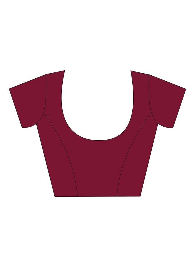 Uniform Unicorn UNIFORM UNICORN Women's Maroon Malgudi Art Silk Uniform Saree with Blouse Piece (2422_Maroon) - Image 4