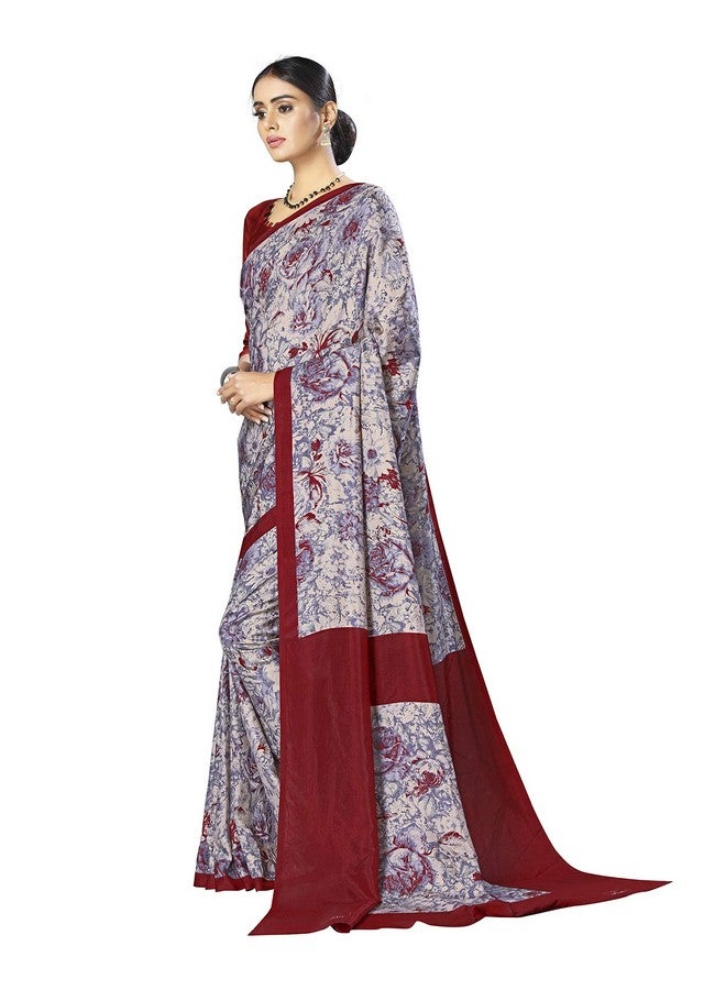 Uniform Unicorn UNIFORM UNICORN Women's Maroon Malgudi Art Silk Uniform Saree with Blouse Piece (2422_Maroon) - Image 2