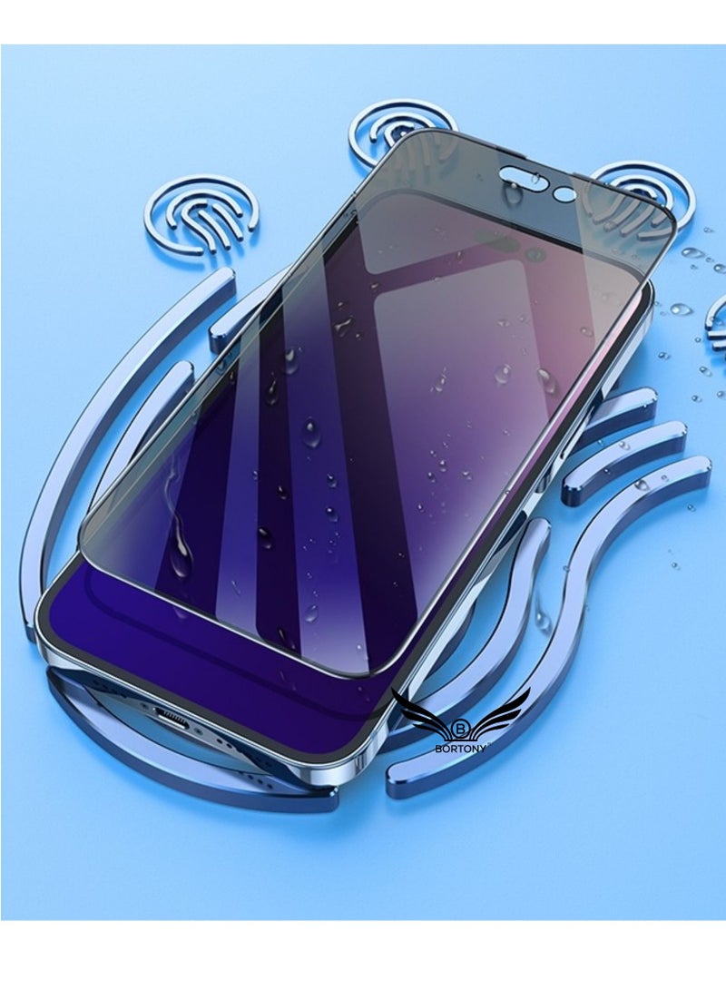 BORTONY Privacy Full Coverage Screen Protector for iPhone 14 Pro Max 6.7-Inch Anti-Spy Tempered Glass Film Edge to Edge Protection Case Friendly - Image 5
