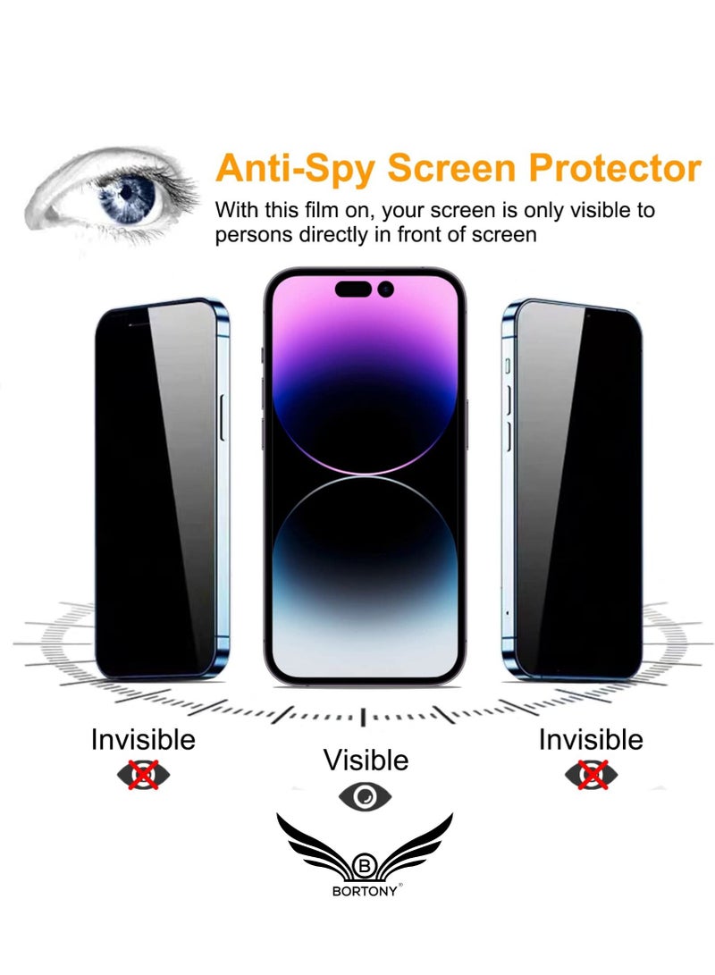 BORTONY Privacy Full Coverage Screen Protector for iPhone 14 Pro Max 6.7-Inch Anti-Spy Tempered Glass Film Edge to Edge Protection Case Friendly - Image 3