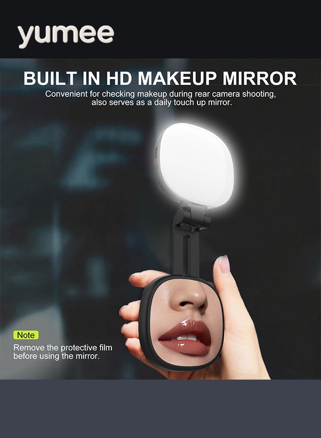 يمي ضوء سيلفي مغناطيسي متوافق مع أجهزة iPhone و Android، ضوء ملء LED قابل لإعادة الشحن وقابل للطي مع مرآة/حامل، ضوء هاتف محمول للمكياج والتصوير الفوتوغرافي و TikTok ومكالمات Zoom، أسود - Image 4
