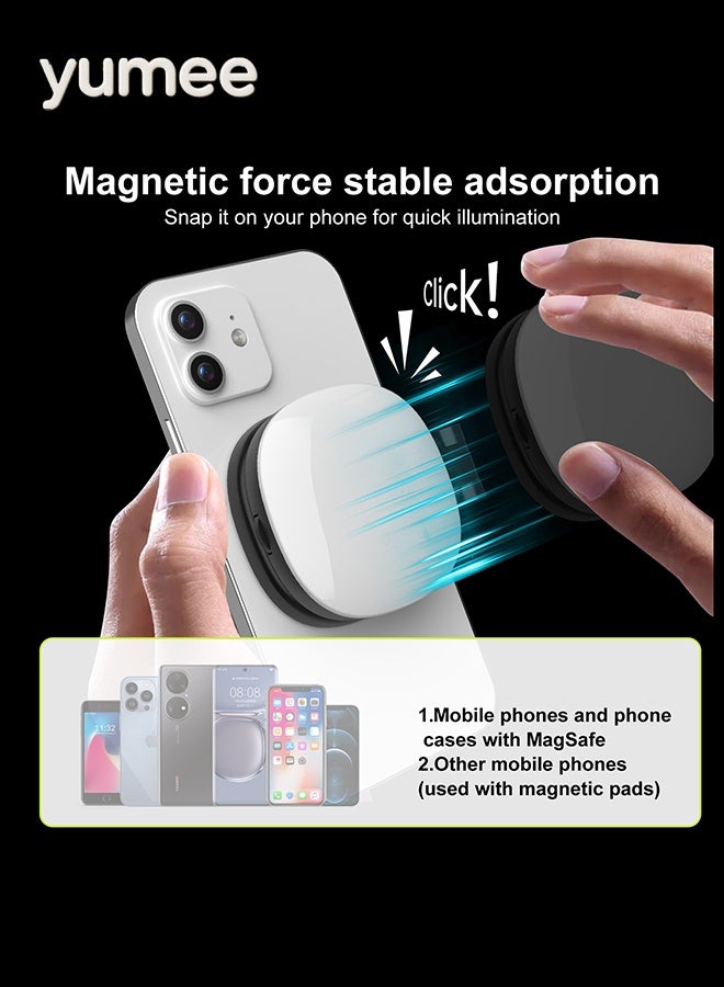 يمي ضوء سيلفي مغناطيسي متوافق مع أجهزة iPhone و Android، ضوء ملء LED قابل لإعادة الشحن وقابل للطي مع مرآة/حامل، ضوء هاتف محمول للمكياج والتصوير الفوتوغرافي و TikTok ومكالمات Zoom، أسود - Image 5