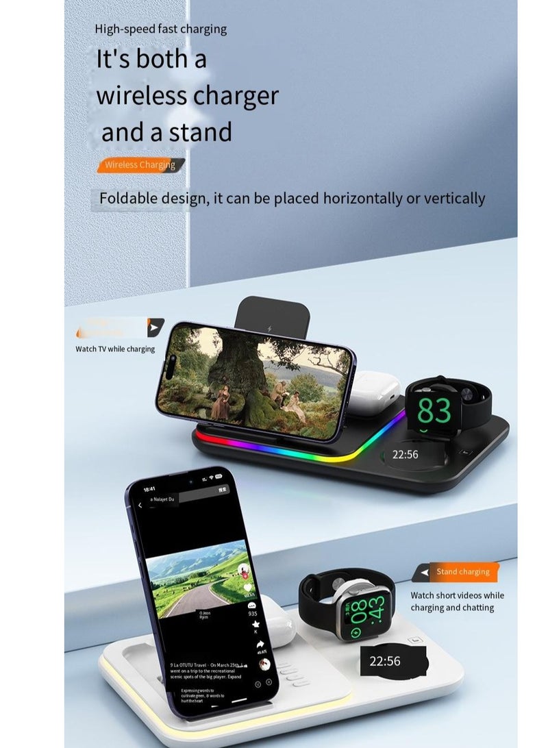Wireless charger clock wireless charging 30W multifunctional wireless charging magnetic suction wireless charging (black warm light model) - Image 4