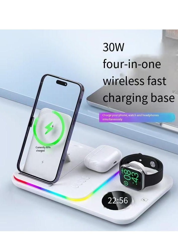 Wireless charger clock wireless charging 30W multifunctional wireless charging magnetic suction wireless charging (black warm light model) - Image 3