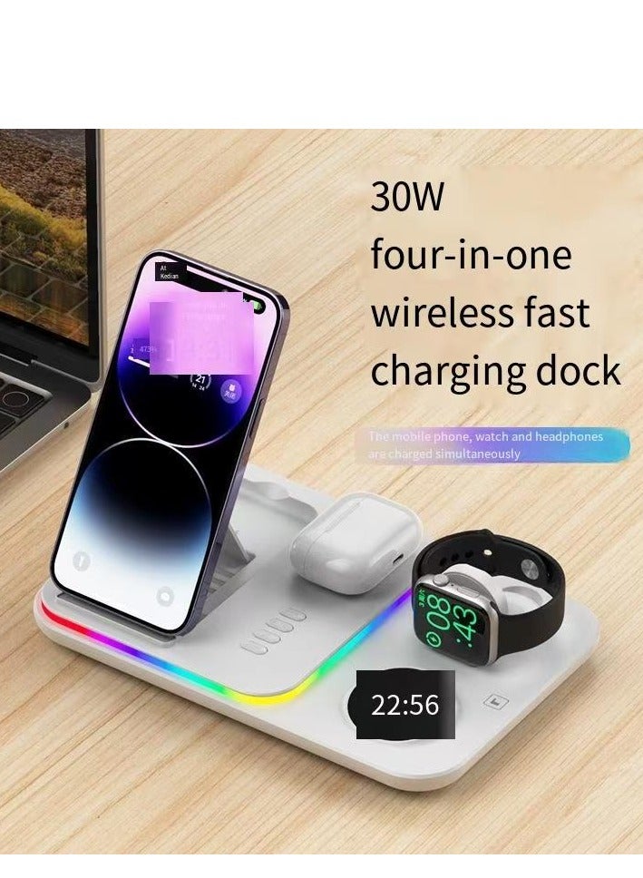 Wireless charger clock wireless charging 30W multifunctional wireless charging magnetic suction wireless charging (black warm light model) - Image 5