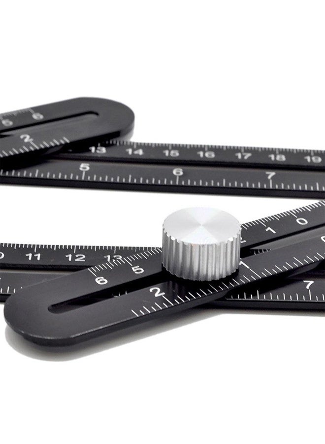 أداة قياس زاوية سبيكة الألومنيوم ستة جوانب - أداة تخطيط قياس الحاكم المعدني الكامل للمهنيين والبناة والنجارين DIY والحرفيين - Image 2