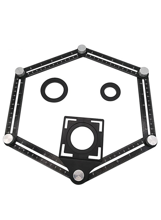 أداة قياس زاوية سبيكة الألومنيوم ستة جوانب - أداة تخطيط قياس الحاكم المعدني الكامل للمهنيين والبناة والنجارين DIY والحرفيين - Image 5