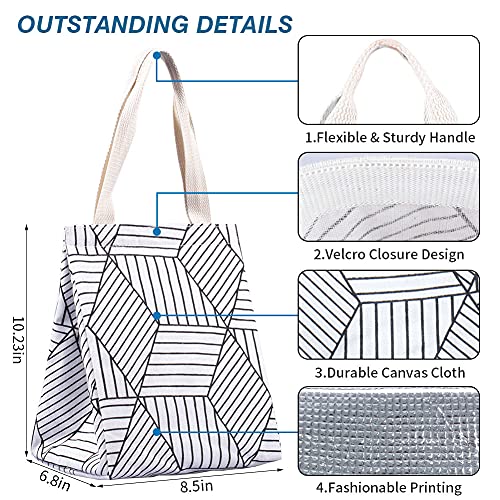 iknoe Insulated Lunch Bag for Women & Adults, 9L Foldable Wide-Open Cooler Bag with Pockets, Leakproof & Portable, for Picnic, Office, Beach(White diamond) - Image 4