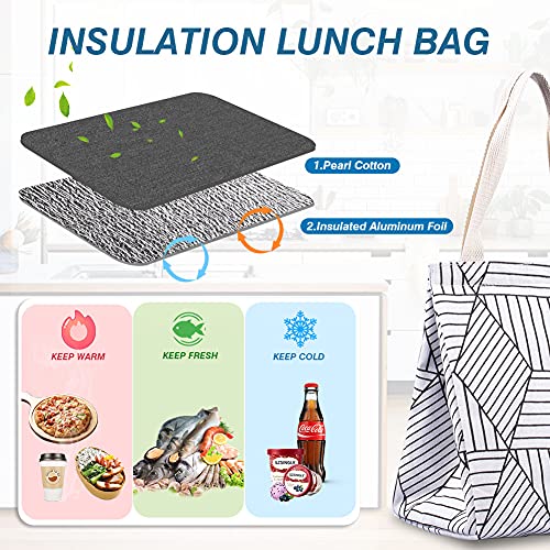 iknoe Insulated Lunch Bag for Women & Adults, 9L Foldable Wide-Open Cooler Bag with Pockets, Leakproof & Portable, for Picnic, Office, Beach(White diamond) - Image 2