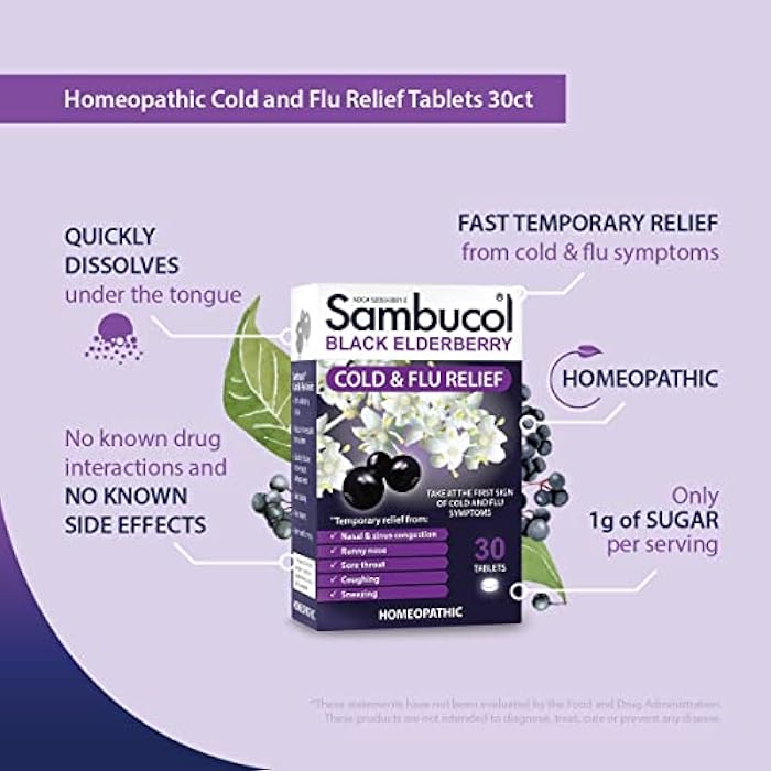 Sambucol Cold and Flu Relief Tablets - Homeopathic Cold Medicine, Remedy for Adults, Black Elderberry for Colds, Zinc Remedy - 30 Count - Image 5