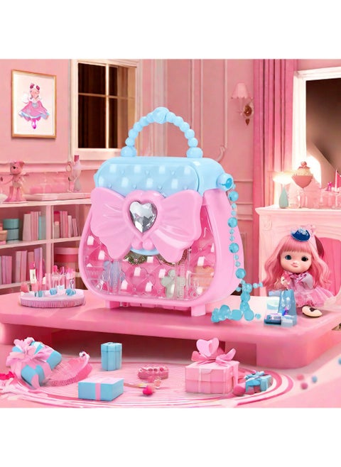 Charming Kids' Beauty and Makeup Play Set with Cute Handbag - Perfect Gift for Girls