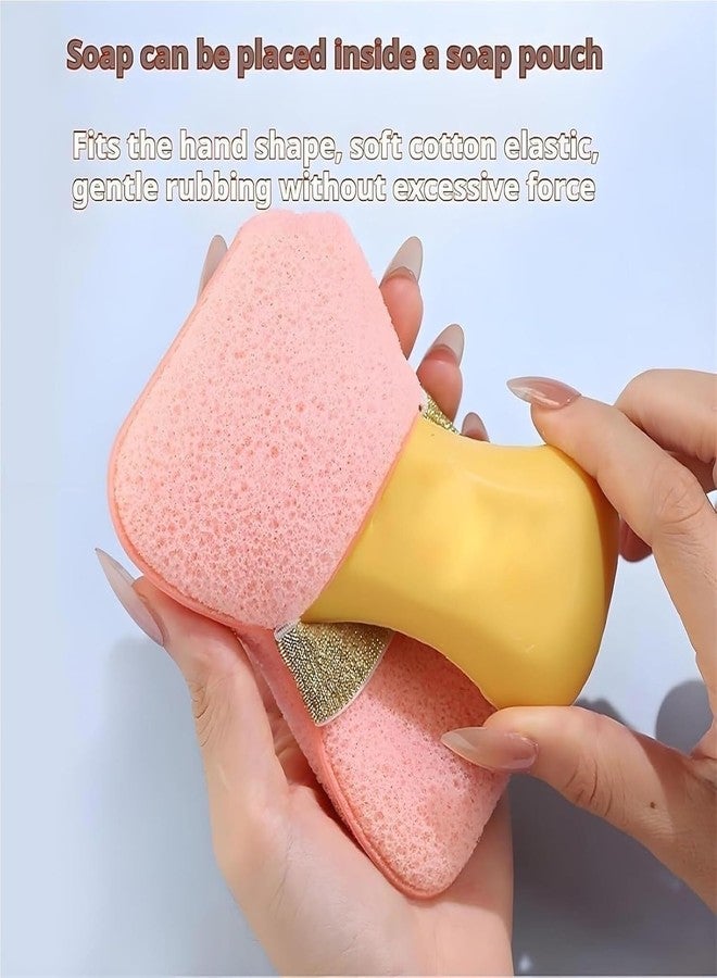 ZTOCOZ 2-Pack Exfoliating Bath Sponge with Soap Bag - Double-Sided Body Scrubber Loofah with Hand Strap, Gentle Exfoliating Shower Sponge for Bathing, Body Wash, Travel & Daily Use - Image 5