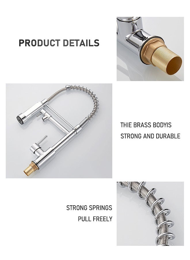 WinHolder Kitchen Faucet with Pull Down Sprayer High Arc Single Handle Spring Kitchen Sink Faucet Brushed Nickel Stainless Steel Kitchen Faucets  - Image 4