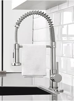 WinHolder Kitchen Faucet with Pull Down Sprayer High Arc Single Handle Spring Kitchen Sink Faucet Brushed Nickel Stainless Steel Kitchen Faucets  - Image 2