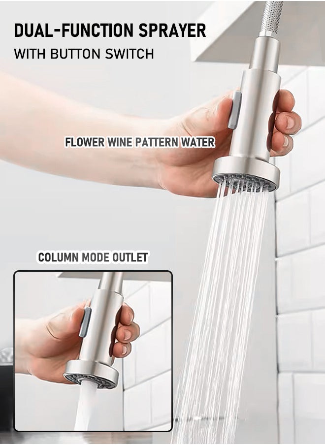 WinHolder Kitchen Faucet with Pull Down Sprayer High Arc Single Handle Spring Kitchen Sink Faucet Brushed Nickel Stainless Steel Kitchen Faucets  - Image 5