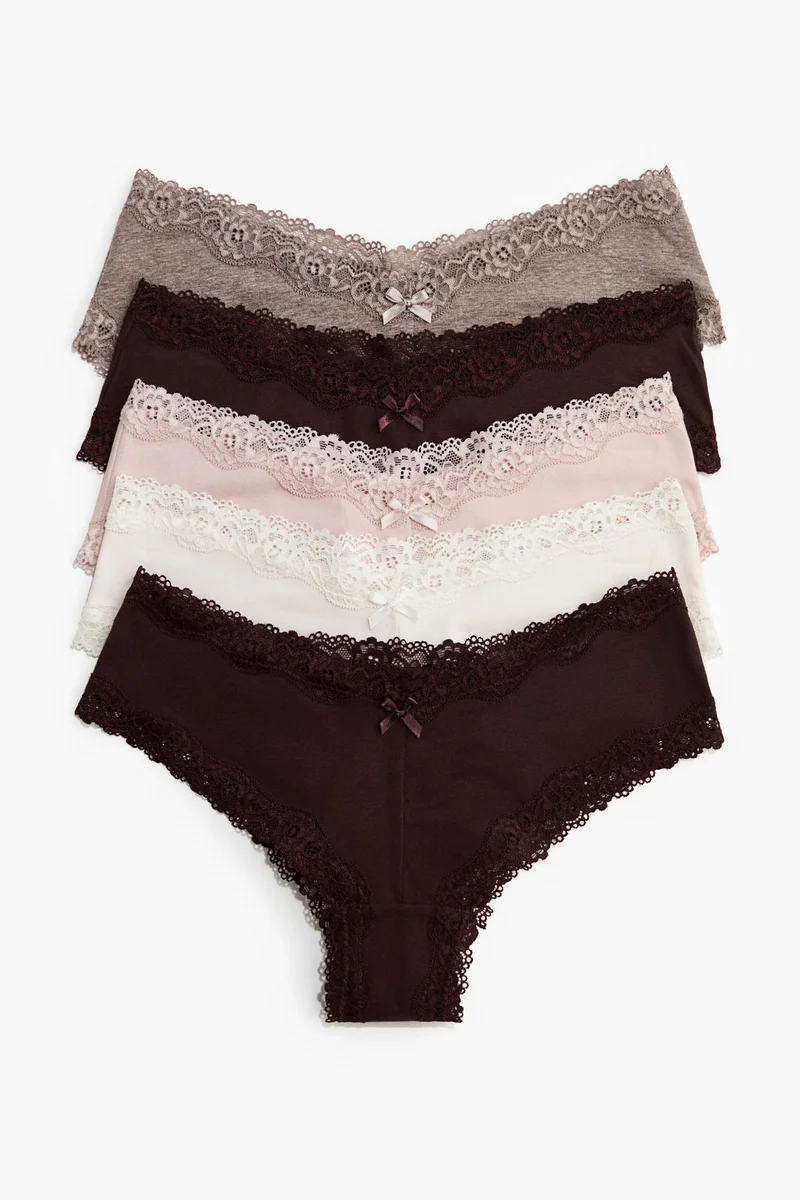 H&M 5-pack cotton and lace hipster briefs