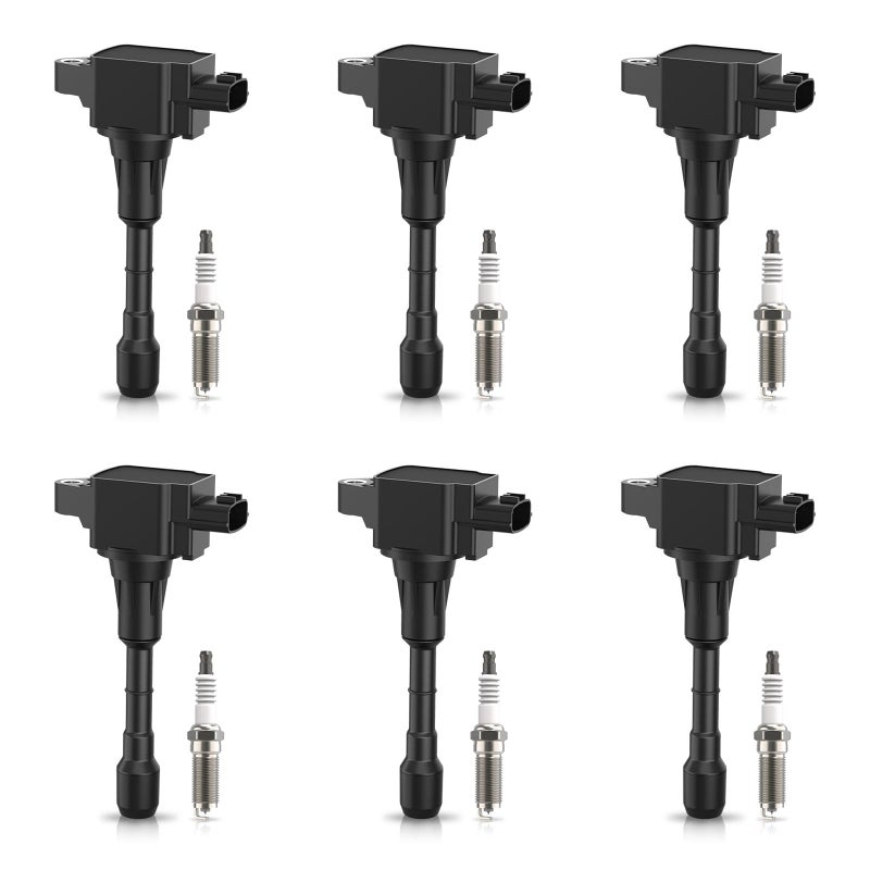 Vertiwell Set of 6 Ignition Coil Pack and Iridium Platinum Spark Plugs Compatible with Nissan 370Z INFINITI G37 Q50 Q60 Q70 Q70L QX50 QX70 M37 EX37 FX37 Q40 2008-2017 2018 2019 2020 3.7 V6 Replaces UF617 90174 - Image 1