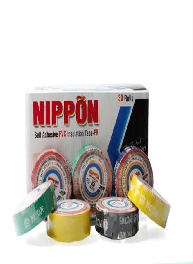NIPPON PVC Electrical Tape – Flame Retardant, Strong Insulation for Wiring, Electrical Repairs, and DIY Projects! MultiColor Pack of 30 - Image 1