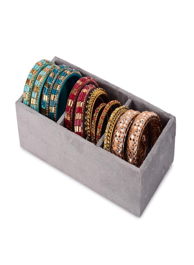 Azyeea - Bangle Storage Box in 3 slots Chudi kada & Bracelets holder Box for Bridal,–Durable & Elegant Bangle Holder for women/removal & adjustable slots in this box (8X3.8X2.3 Inch) /Cream/ - Image 1